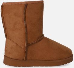 Buty zimowe brązowe wysokie botki ocieplane futerkiem