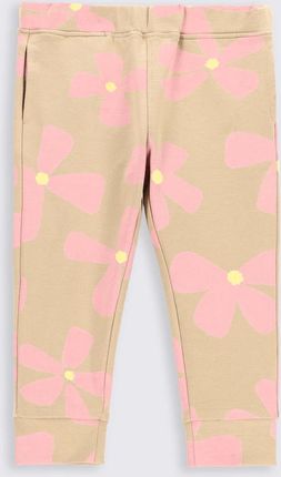 Spodnie dresowe beżowe z printem w kwiaty o fasonie REGULAR