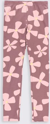 Legginsy z długą nogawką fioletowe z printem w kwiaty