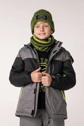 Kurtka narciarska chłopięca z polarową podszewką i powłoką TEFLONOWĄ