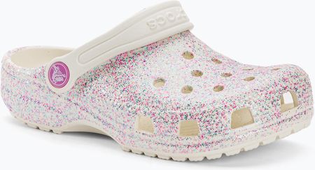 Klapki dziecięce Crocs Classic Glitter Clog bianco sporco