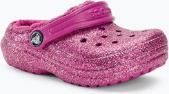 Klapki dziecięce Crocs Classic Lined Glitter Clog fuchsia fun/multi