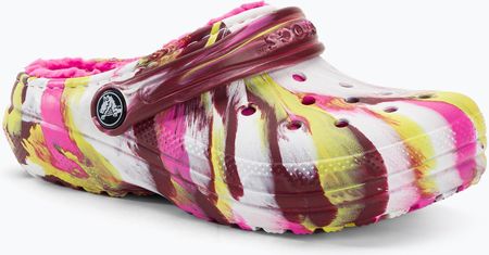 Klapki dziecięce Crocs Classic Lined Marbled Clog electric pink/multi