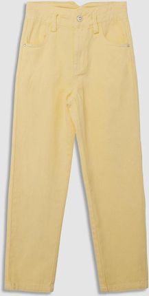 Spodnie tkaninowe BAGGY FIT żółte ze zwężanymi nogawkami