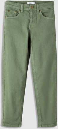 Spodnie tkaninowe SLIM FIT oliwkowe ze zwężaną nogawką