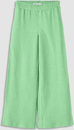 Spodnie dzianinowe zielone z tłoczeniami i szeroką nogawką
