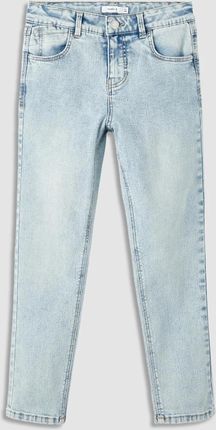 Spodnie jeansowe MOM FIT błękitne z efektem sprania