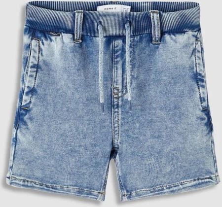 Szorty jeansowe SLIM FIT niebieskie z kieszeniami i sznurkiem w pasie