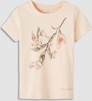 T-shirt z krótkim rękawem łososiowy z kwiatowym nadrukiem