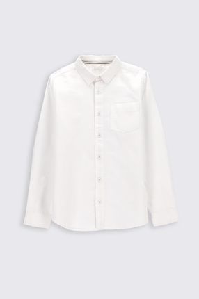 Koszula z długim rękawem biała gładka z kieszenią