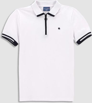 T-shirt z krótkim rękawem biały z kołnierzykiem typu polo