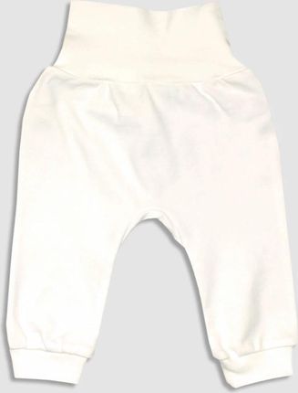 Spodnie bawełniane w kolorze écru z bezuciskowymi ściągaczami