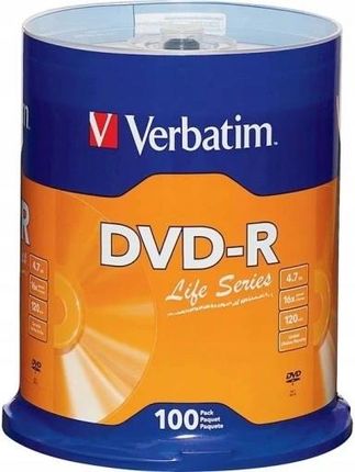 Płyty VERBATIM DVD-R 4,7GB 16x 100szt Datalife