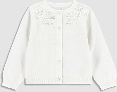Sweter rozpinany biały z ozdobnym haftem