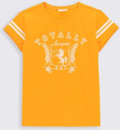 T-shirt z krótkim rękawem żółty z nadrukiem