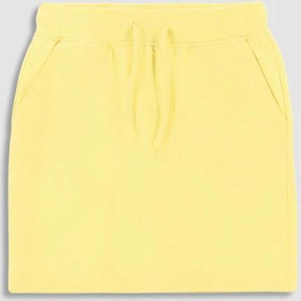 Spódnica dzianinowa żółta z kieszeniami i ściągaczem