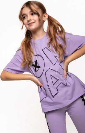 T-shirt z krótkim rękawem fioletowy z napisem