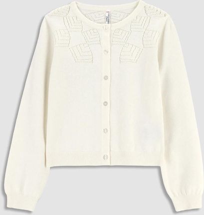 Sweter rozpinany biały z ozdobnym haftem