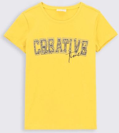 T-shirt z krótkim rękawem żółty z napisem z przodu