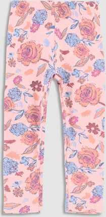 Legginsy z długą nogawką  różowe z kwiatowym nadrukiem
