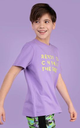T-shirt z krótkim rękawem fioletowy z napisami