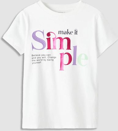 T-shirt z krótkim rękawem biały z piankowym, kolorowym nadrukiem