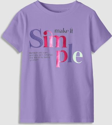 T-shirt z krótkim rękawem fioletowy z piankowym, kolorowym nadrukiem