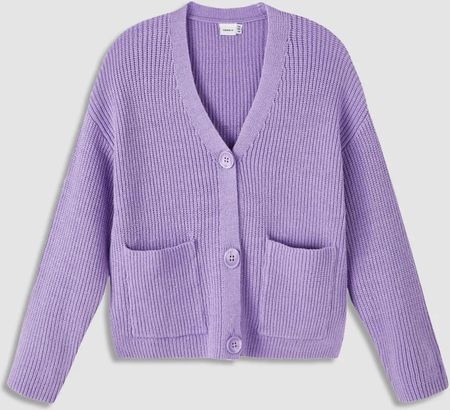 Sweter rozpinany fioletowy z kieszeniami
