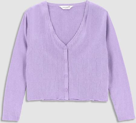 Sweter rozpinany fioletowy prążkowany