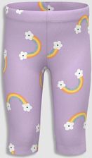 Legginsy z nogawką 3/4 fioletowe z wzorem w tęcze