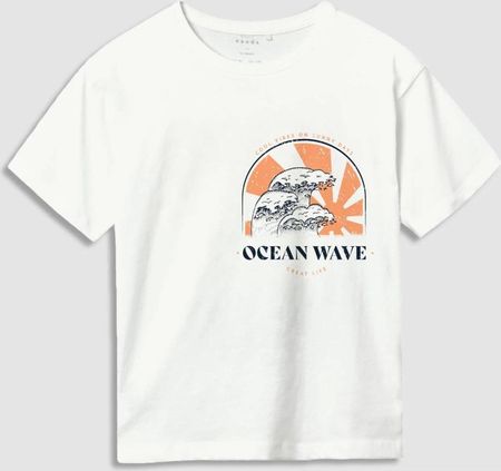 T-shirt z krótkim rękawem biały z morskim motywem