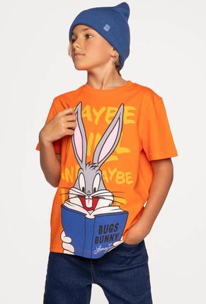 T-shirt z krótkim rękawem pomarańczowy z nadrukiem, licencja LOONEY TUNES