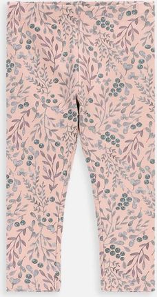 Legginsy z długą nogawką różowe z printem w kwiaty
