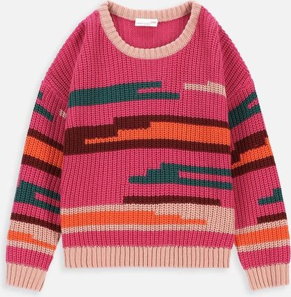 Sweter dzianinowy wielokolorowy z kolorowe paski