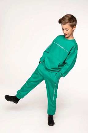 Spodnie dresowe BALLOON zielone z nadrukiem na nogawce