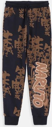 Spodnie dresowe granatowe z printem i napisem, licencja NARUTO o fasonie REGULAR
