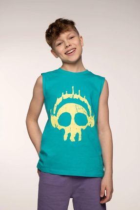 Koszulka bez rękawów zielony tank top z czaszką