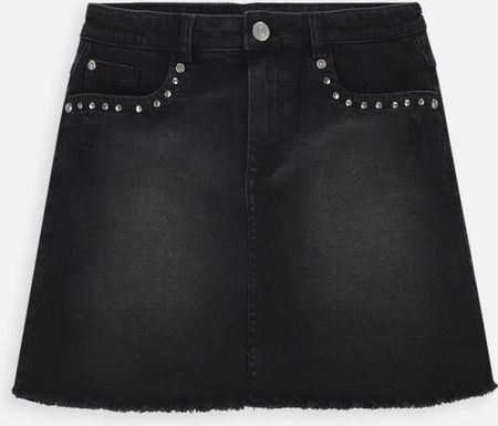 Spódnica jeansowa czarna z postrzępionym dołem i kieszeniami