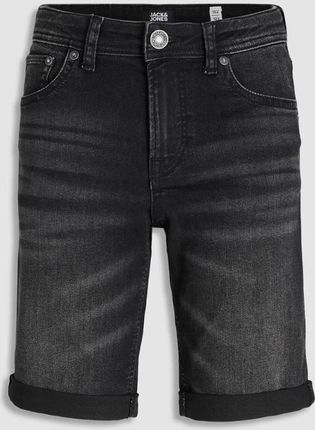 Szorty jeansowe REGULAR FIT czarne z kieszeniami i podwiniętymi nogawkami