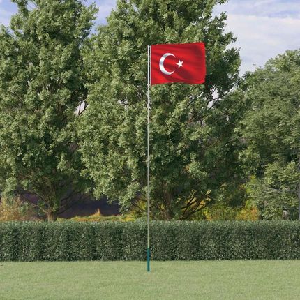 Vidaxl Flaga Turcji Z Masztem, 5,55 M, Aluminium (3147145)