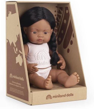 Miniland Rdzenna Amerykanka 38Cm Lalka Dziewczynka Ciemne Włosy Doll