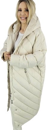 Długa kurtka damska płaszcz z ukośnym pikowaniem Ciepła LUCY