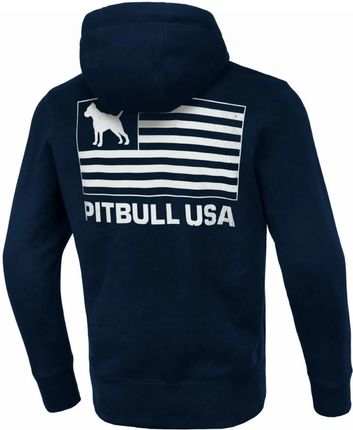 Bluza rozpinana z kapturem Pit Bull Cotton Terry Pitbull USA '23 - Granatowa 