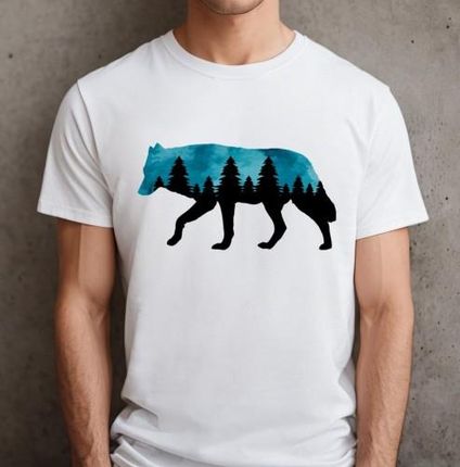 Męska koszulka z wilkiem - idealna na wycieczkę w góry