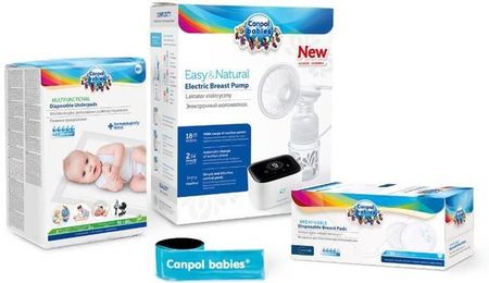 Canpol Babies Easy&Natural 12/207 Laktator + GRATIS Wkładki Laktacyjne + Wielofunkcyjne Podkłady Higieniczne + Opaska Odblaskowa