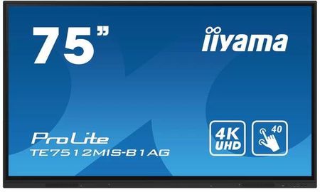 Iiyama Monitor Interaktywny Te7512Mis-B1Ag Ips Led 4K /Vga Hdmi Usb-C Wifi/ Iiware, Android11, Screensharepro (TE7512MISB3AG75)