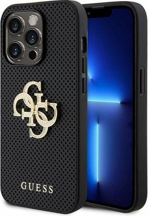 Guess Etui Iphone 15 Pro Leather Perforated 4G Glitter Logo Black