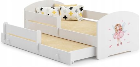 Łóżko Podwójne Z Barierką Dziewczynka Ze Skrzydełkami Luk Ii Biały Mat