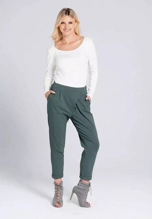 Casualowe spodnie damskie z wywijanymi nogawkami (Khaki, XL)