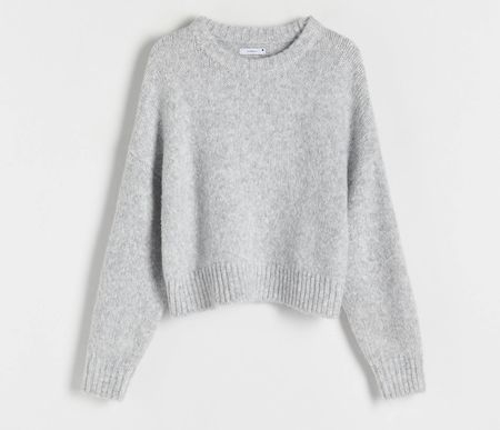 Reserved - Sweter z miękkiej dzianiny - Jasny szary